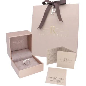 Anello con sassolini irregolari in Argento 925, Oro Rosa 9 kt e Diamante bianco | Rubinia Gioielli Outlet