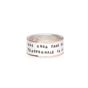 Anello fascia Argento 925 e Oro Rosa 9kt | Rubinia Gioielli Hot
