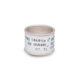 Anello fascia in Argento 925 e Oro Rosa 9kt | Rubinia Gioielli Sale