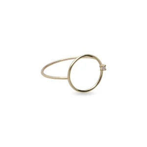 Anello Filodamore Cerchio grande in Oro Giallo 9kt e Diamante bianco | Rubinia Gioielli Sale