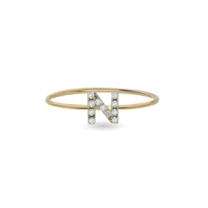 Anello Filodamore con iniziale in Oro Giallo 9kt e Diamanti | Rubinia Gioielli New