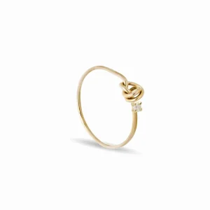 Anello Filodamore con Nodino in Oro 9kt e Diamante Bianco (0.03 ct) | Rubinia Gioielli New