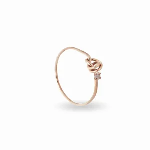 Anello Filodamore con Nodino in Oro 9kt e Diamante Bianco (0.03 ct) | Rubinia Gioielli New