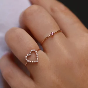Anello Filodamore in Oro Rosa 9kt e Cuore di Diamanti Bianchi | Rubinia Gioielli Clearance