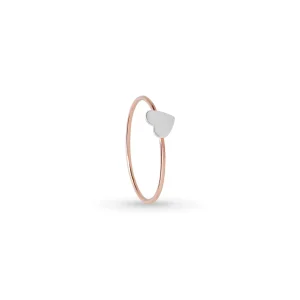 Anello Filodamore in Oro Rosa 9kt con Sigillo Cuore Piccolo in Argento 925 | Rubinia Gioielli Hot