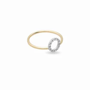 Anello Filodamore in Oro Giallo con cerchio piccolo e Diamanti Bianchi | Rubinia Gioielli Clearance