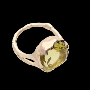 Anello in Oro Giallo 9kt e Quarzo Lemon grande | Rubinia Gioielli Online