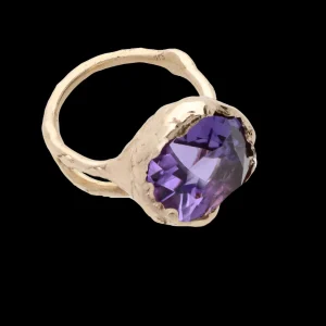 Anello in Oro Giallo 9kt e Ametista grande | Rubinia Gioielli New