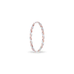 Anello Intrecciato in Argento 925 e Oro Rosa 9kt | Rubinia Gioielli Discount