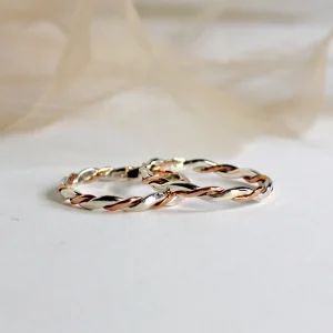 Anello Intrecciato in Argento 925 e Oro Rosa 9kt | Rubinia Gioielli Discount