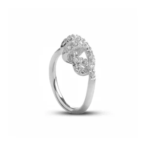 Anello Nodi d'Amore in Argento 925 con Pavé di Diamanti Bianchi | Rubinia Gioielli Outlet