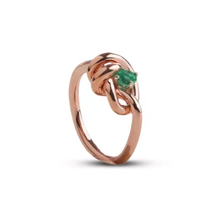 Anello Nodi d'Amore in Oro Rosa 9kt con Smeraldo | Rubinia Gioielli Sale