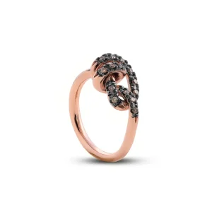 Anello Nodi d'Amore in Oro Rosa 9kt e Diamanti o Brown | Rubinia Gioielli Sale