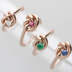 Anello Nodi d'Amore in Oro Rosa 9kt con Zaffiro Blu | Rubinia Gioielli Best