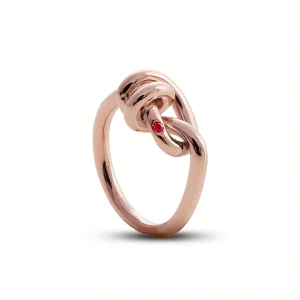 Anello Nodi d'Amore in Oro Rosa 9kt e o Rubino | Rubinia Gioielli Fashion