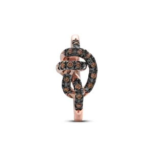 Anello Nodi d'Amore in Oro Rosa 9kt e Diamanti o Brown | Rubinia Gioielli Sale