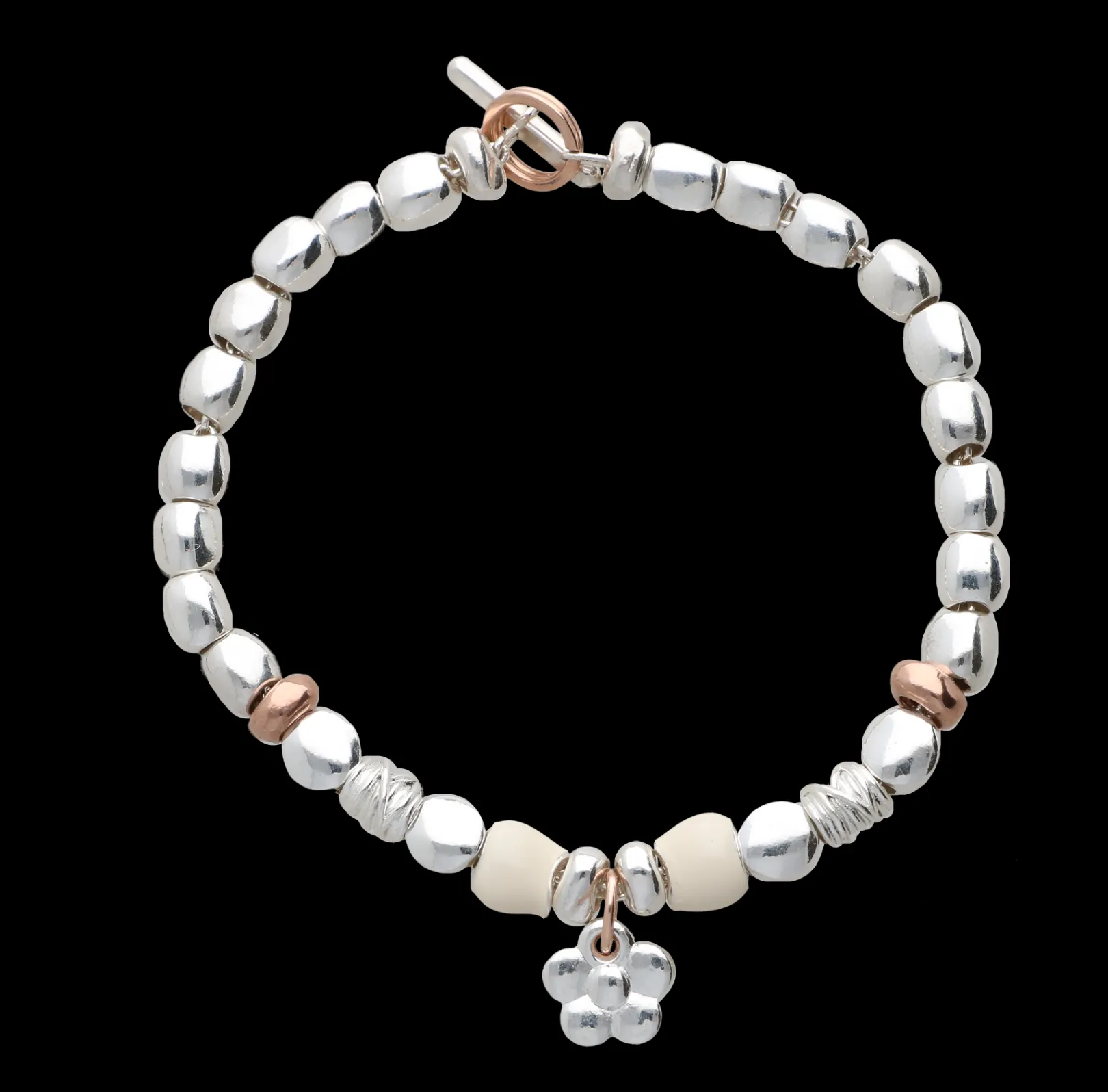 bracciale_bloom_in_argent_0.webp Bracciale Bloom in Argento 925, Oro Rosa 9kt e smalto avorio | Rubinia Gioielli Hot