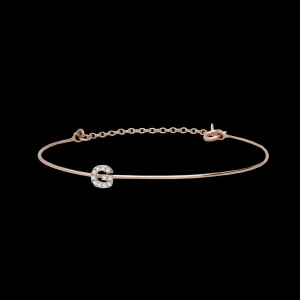 Bracciale Filodamore con iniziale in Oro Rosa 9kt e Diamanti | Rubinia Gioielli Clearance
