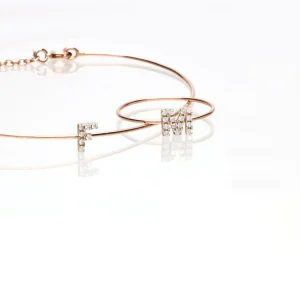 Bracciale Filodamore con iniziale in Oro Rosa 9kt e Diamanti | Rubinia Gioielli Clearance