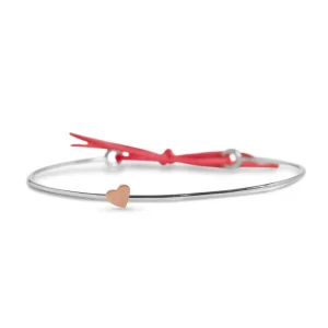 Bracciale Filodamore in Argento 925 e Cuore Piccolo in Oro Rosa 9kt | Rubinia Gioielli Online