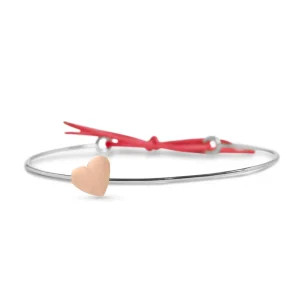Bracciale Filodamore in Argento 925 e Cuore Grande in Oro Rosa 9kt | Rubinia Gioielli Discount
