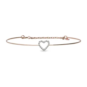 Bracciale Filodamore in Oro Rosa 9kt e Cuore in Oro Bianco 9kt con Diamanti Bianchi | Rubinia Gioielli Hot