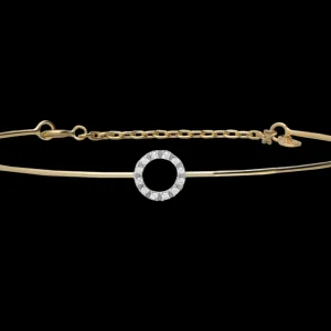 Bracciale Filodamore in Oro Giallo 9kt con cerchio piccolo e Diamanti bianchi | Rubinia Gioielli Online