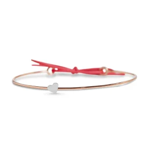 Bracciale Filodamore in Oro Rosa 9kt e Cuore Piccolo in Argento 925 o Oro Rosa 9kt | Rubinia Gioielli Best