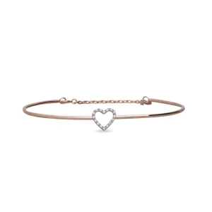 Bracciale Filodamore in Oro Rosa 9kt e Cuore in Oro Bianco 9kt con Diamanti Bianchi | Rubinia Gioielli Hot