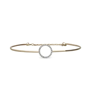 Bracciale Filodamore in Oro Giallo 9kt con cerchio grande e Diamanti bianchi | Rubinia Gioielli Online