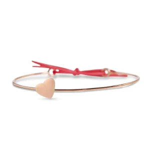 Bracciale Filodamore in Oro Rosa 9kt e Cuore Grande in Argento 925 o Oro Rosa 9kt | Rubinia Gioielli Discount