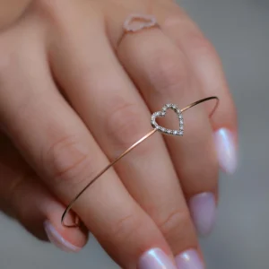 Bracciale Filodamore in Oro Rosa 9kt e Cuore in Oro Bianco 9kt con Diamanti Bianchi | Rubinia Gioielli Hot