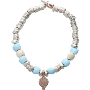 Bracciale Mongolfiera smaltato in Argento 925 e Oro Rosa 9kt | Rubinia Gioielli Outlet