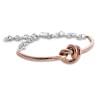 Bracciale Nodi d'Amore da uomo semirigido in Oro Rosa 9kt con catena grande in Argento 925 | Rubinia Gioielli Sale
