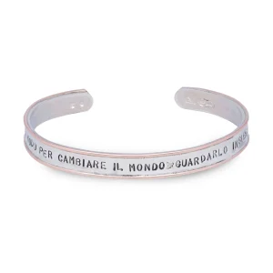 Bracciale rigido aperto in Argento 925 e Oro Rosa 9kt | Rubinia Gioielli New