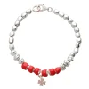 Bracciale Rosso in Argento 925, Oro Rosa 9kt e Quadrifoglio | Rubinia Gioielli New