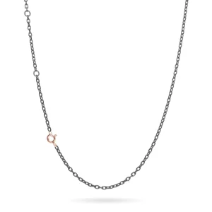 Catenina Rolò 60 Argento o Argento Brunito 925 e Chiusura Oro Rosa 45 cm | Rubinia Gioielli Online