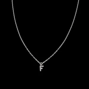 Collana Filodamore con iniziale in Oro Bianco 9kt e Diamanti | Rubinia Gioielli Fashion