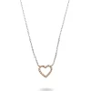 Collana Filodamore in Oro Bianco 9kt e Cuore in Oro Rosa 9kt di Diamanti Bianchi | Rubinia Gioielli Outlet