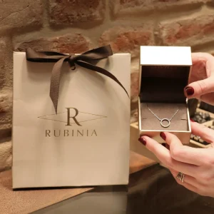 Collana Filodamore in Oro Bianco 9kt e Cuore in Oro Rosa 9kt di Diamanti Bianchi | Rubinia Gioielli Outlet