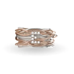 Filodellavita 13 fili in Argento 925 e Oro Rosa 9kt e iniziale con Diamanti | Rubinia Gioielli New