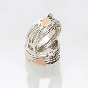 Filodellavita 7 fili in Argento 925 con cuore in Oro Rosa 9kt | Rubinia Gioielli Sale