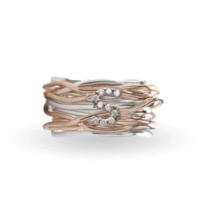 Filodellavita 13 fili in Argento 925 e Oro Rosa 9kt e iniziale con Diamanti | Rubinia Gioielli New
