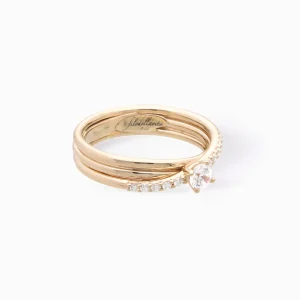 Filodellavita 3 fili in Oro Giallo con Diamante Colorless e riviere di Diamanti | Rubinia Gioielli Best