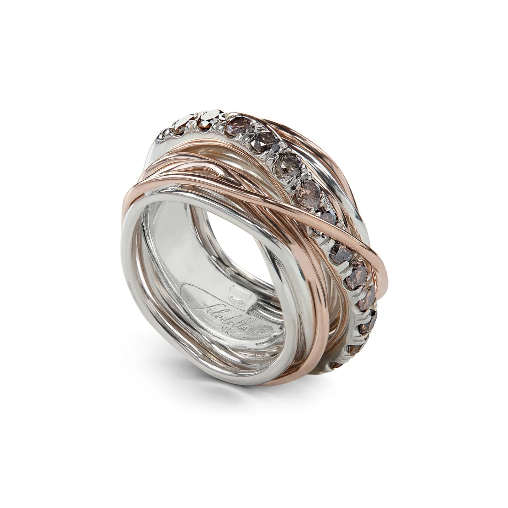 filodellavita_carato__fil_0-7.webp Filodellavita Carato 13 fili in Oro Rosa 9kt, Argento 925 e Diamanti Brown | Rubinia Gioielli Clearance