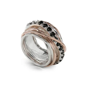 Filodellavita Carato 13 fili in Oro Rosa 9kt, Argento 925 e Diamanti Black | Rubinia Gioielli Fashion