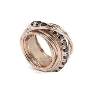 Filodellavita Carato 13 fili in Oro Rosa 9kt e Diamanti Black | Rubinia Gioielli New