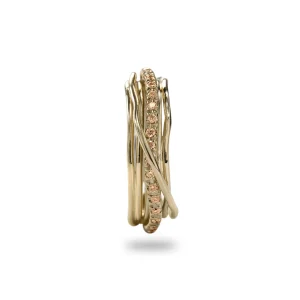 Filodellavita Classic - 7 fili in Oro Giallo 9kt e 16 Diamanti Brown / Black | Rubinia Gioielli Fashion
