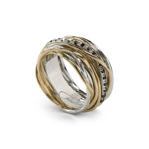 Filodellavita Classic - 13 fili in Oro Giallo 9kt, Argento 925 e 16 Diamanti Black / Brown | Rubinia Gioielli Online