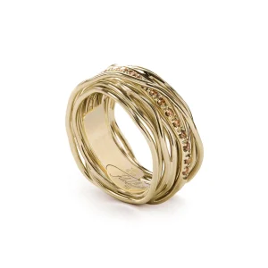 Filodellavita Classic - 13 fili in Oro Giallo 9kt e 16 Diamanti Brown / Black | Rubinia Gioielli Best